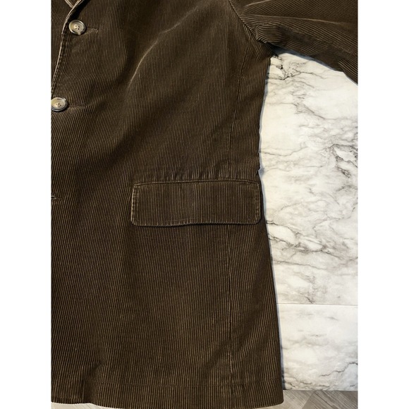 Banana Republic Mens‎ Sz Lg Vtg Y2K Chocolate Brown 3 Button Corduroy Blazer - Picture 10 of 16